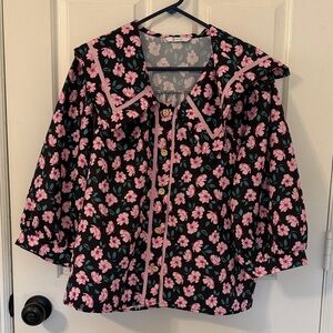 Cicy Bell Floral Black and Pink Women's Shirt
